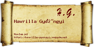 Havrilla Gyöngyi névjegykártya